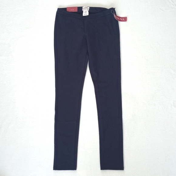 Merona Navy Blue Mid Rise Skinny Straight Pants Rayon Nylon Blend 2L (Stretch) - Picture 4 of 15